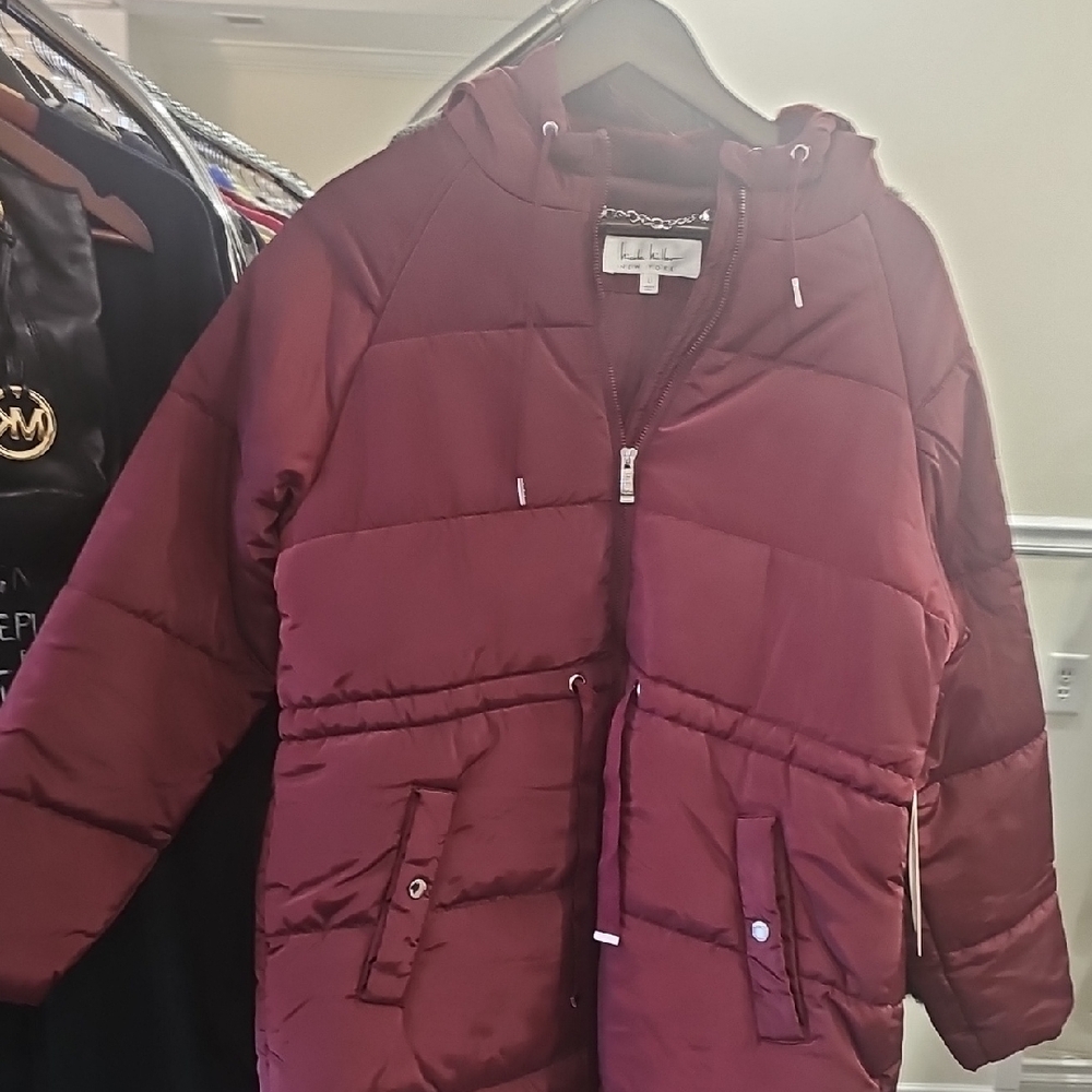 Nicole Miller Women's Burgundy Puffer Jacket